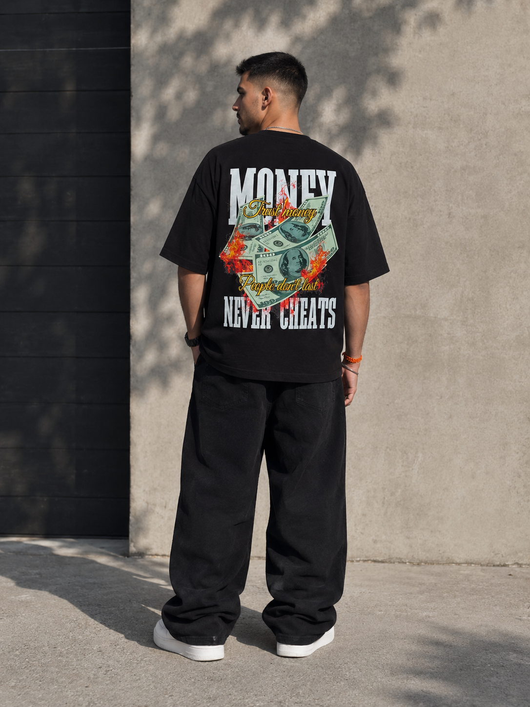 MONEY NEVER CHEATS KIMONO SLEEVES OVERSIZE TEE