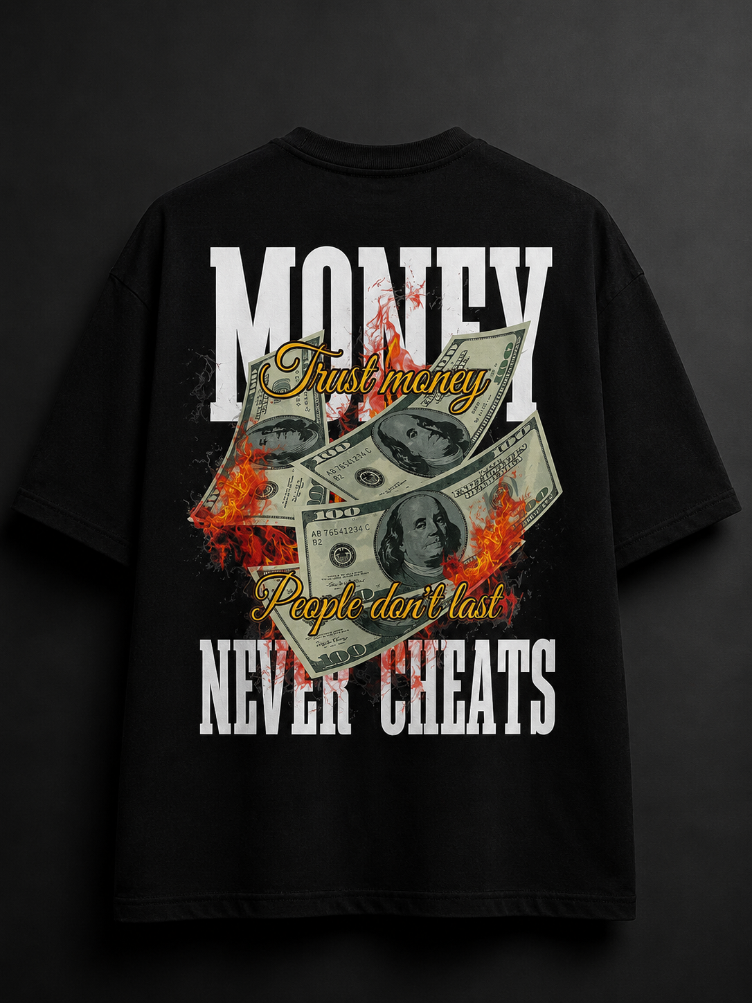 MONEY NEVER CHEATS KIMONO SLEEVES OVERSIZE TEE